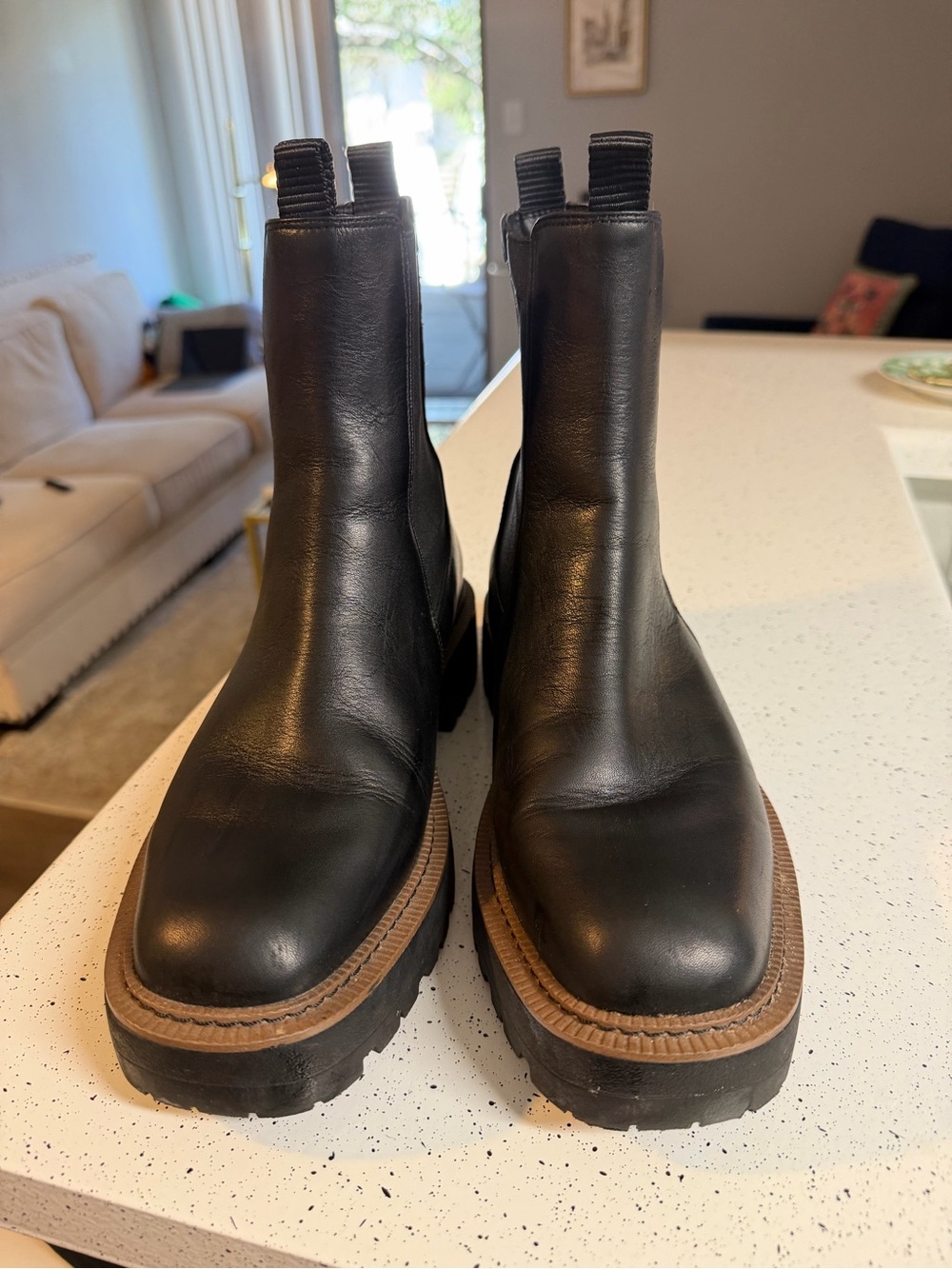 Sam Edelman Black Leather Laguna Chelsea Boot with Brown Welt - Picture 3 of 6